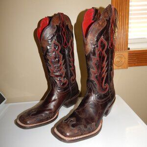 ARIAT Women 9B Catalina Western Square Toe BOOTS Cowgirl Antique Brown 10012802